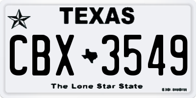 TX license plate CBX3549