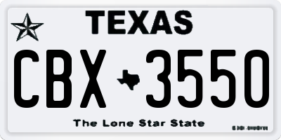 TX license plate CBX3550