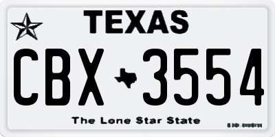 TX license plate CBX3554