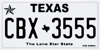 TX license plate CBX3555