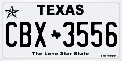 TX license plate CBX3556