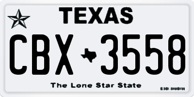 TX license plate CBX3558