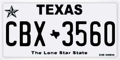 TX license plate CBX3560