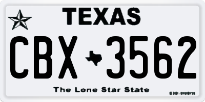 TX license plate CBX3562