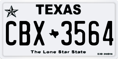 TX license plate CBX3564