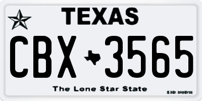 TX license plate CBX3565
