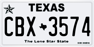 TX license plate CBX3574