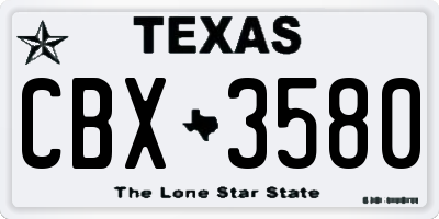 TX license plate CBX3580