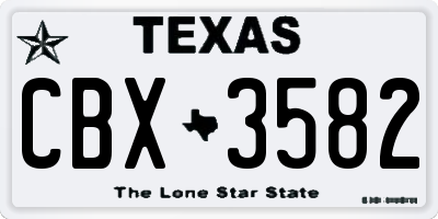 TX license plate CBX3582