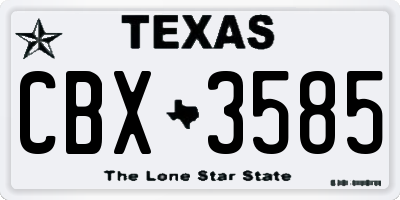 TX license plate CBX3585