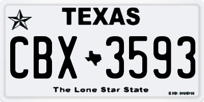 TX license plate CBX3593