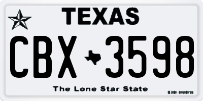 TX license plate CBX3598
