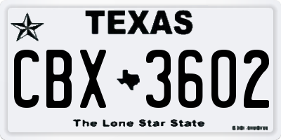 TX license plate CBX3602