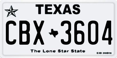 TX license plate CBX3604
