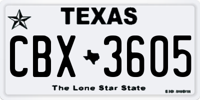 TX license plate CBX3605
