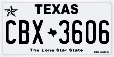 TX license plate CBX3606