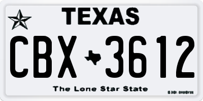 TX license plate CBX3612