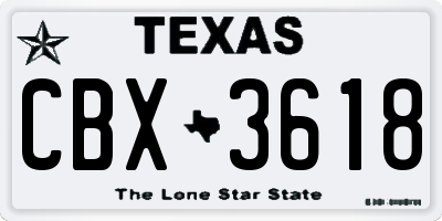 TX license plate CBX3618