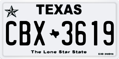 TX license plate CBX3619