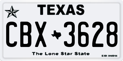 TX license plate CBX3628