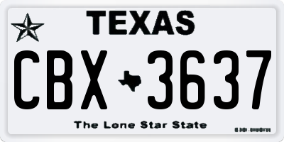 TX license plate CBX3637