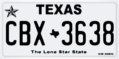 TX license plate CBX3638