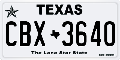 TX license plate CBX3640