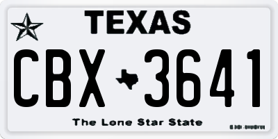 TX license plate CBX3641