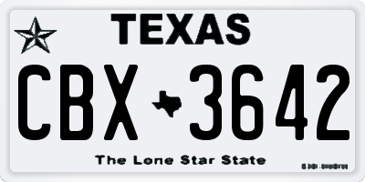 TX license plate CBX3642