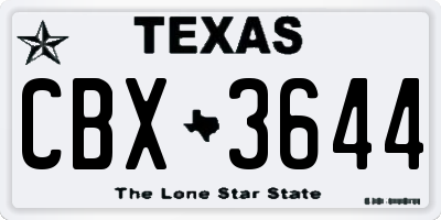 TX license plate CBX3644