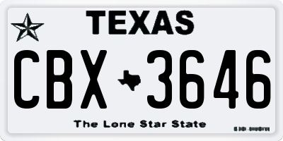 TX license plate CBX3646
