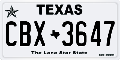 TX license plate CBX3647