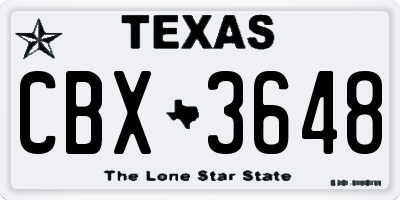 TX license plate CBX3648
