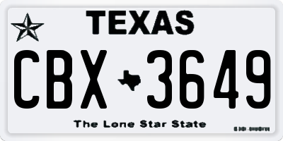 TX license plate CBX3649
