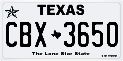 TX license plate CBX3650
