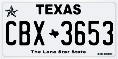 TX license plate CBX3653