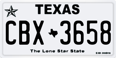 TX license plate CBX3658