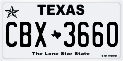 TX license plate CBX3660