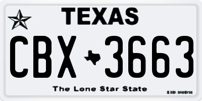TX license plate CBX3663
