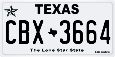 TX license plate CBX3664