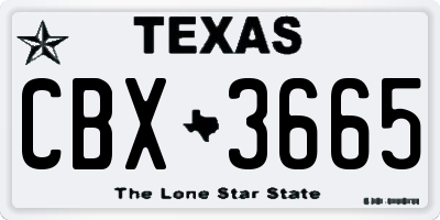 TX license plate CBX3665