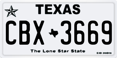 TX license plate CBX3669