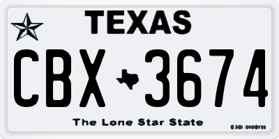 TX license plate CBX3674