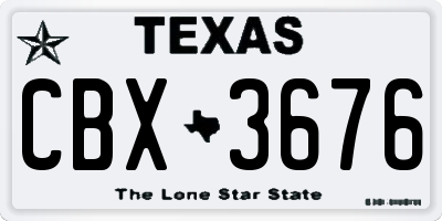 TX license plate CBX3676