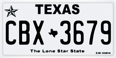 TX license plate CBX3679