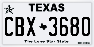 TX license plate CBX3680
