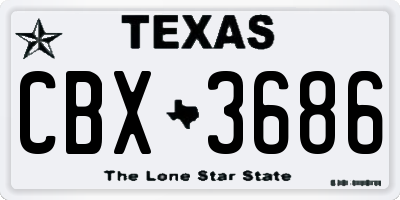 TX license plate CBX3686