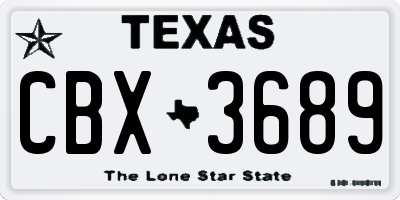 TX license plate CBX3689