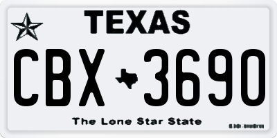 TX license plate CBX3690
