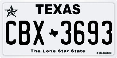 TX license plate CBX3693